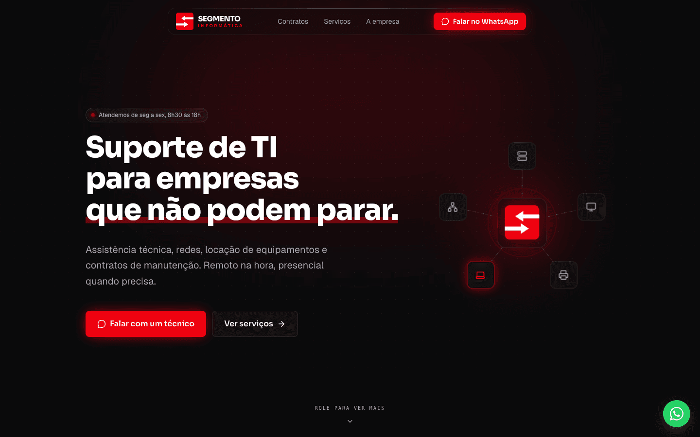 Página inicial do Segmento Informática